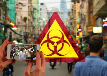 אזהרה מפני נגיף הקורונה בטלפון של אפל. איור: Image by Gerd Altmann from Pixabay