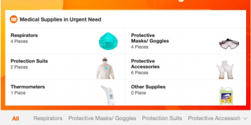 צילום מסך הפורטל הייעודי שבנתה קבוצת עליבאבא לצורך איתור ציוד רפואי בכל העולם. קרדיט: קבוצת עליבאבא