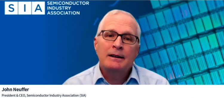 ד"ר ג'ון נויפר, נשיא איגוד תעשיית השבבים SIA בכנס הוירטואלי ChipEx2020. צילום מסך