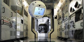 הרובוט CIMON בתחנת החלל הבינלאומית. הדמיה: איירבוס