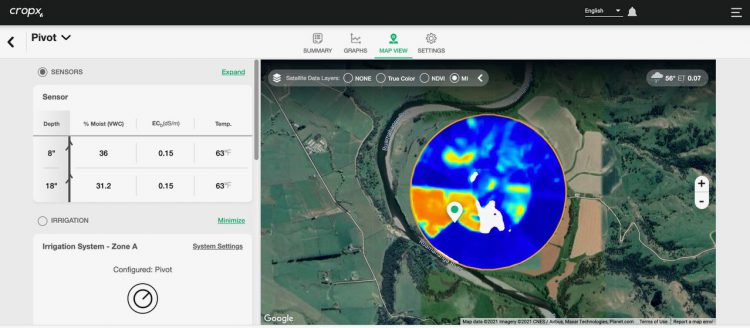 CropX מעבדת תצלומי לויין לצורך יישומי חקלאות מדייקת. צילום יחצ