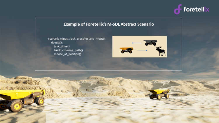 משאיות בסימולציה של מכרה עם תרחיש בשפת M-SDL. צילום: פורטליקס