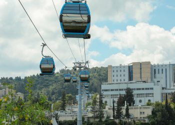 הרכבל המחבר בין הטכניון לאוניברסיטת חיפה, על רקע אחד המבנים בטכניון. אילוסטרציה: depositphotos.com
