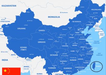 מפה, ככל הנראה ממקור סיני, המציגה את טאיוואן כחלק מסין. אילוסטרציה: depositphotos.com