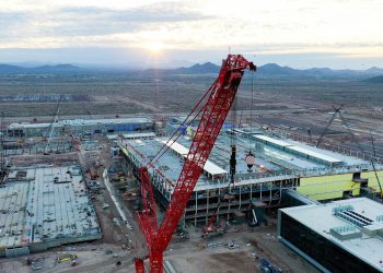 תצלום אוויר מראה את התקדמות הבנייה של טייוואן מוליכים למחצה בצפון פיניקס בדצמבר 2022. צילום יחצ: TSMC