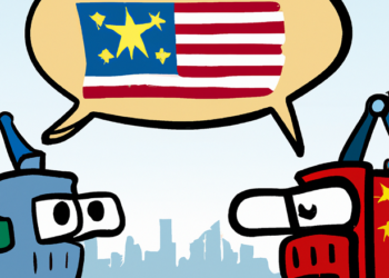 מלחמת הסחר בין ארה"ב לסין. התמונה הופקה באמצעות DALEE2.