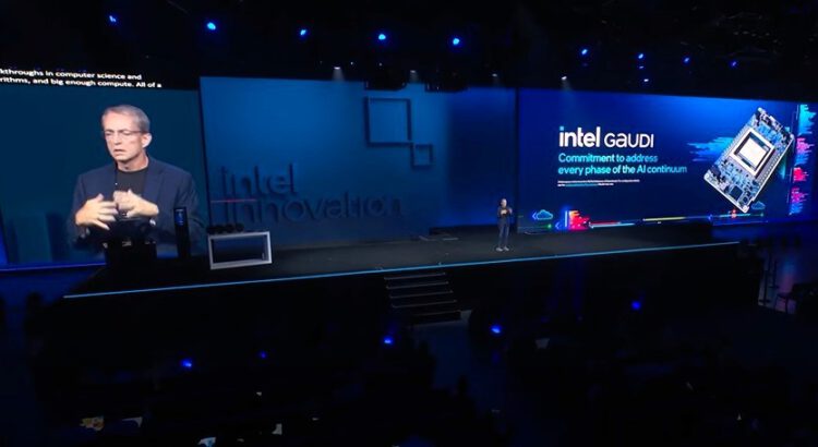 פט גלסינגר, מנכ"ל אינטל מדבר על מעבדי גאודי בהרצאת הפתיחה של כנס intel Innovation 2023 צילום: יח"צ אינטל