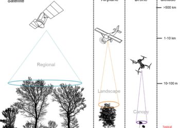 האמצעים לסקירת שטחי חקלאות: לוויינים, מטוסי צילום, רחפנים. מתוך המחקר