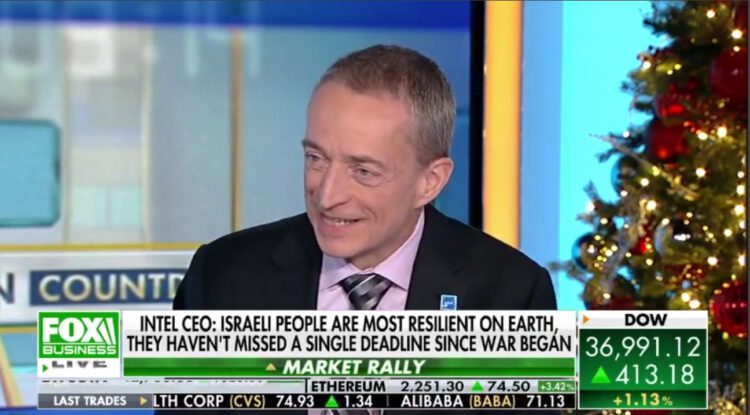 מנכ"ל אינטל פט גלסינגר בראיון לפוקס ביזניס: "הישראלים הם העם הכי עמיד בעולם". צילום מסך