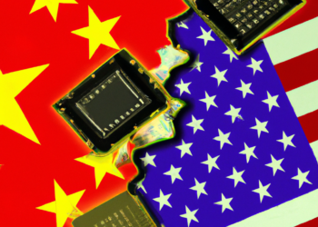 מלחמת השבבים בין ארה"ב לסין. איור זה נוצר ע"י DALL-E במיוחד עבור כתבה זו