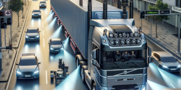 מערכות ראיה במשאיות ארוכות. התמונה הוכנה ע"י אבי בליזובסקי באמצעות תוכנת הבינה המלאכותית DALEE