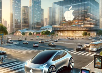 מכונית היפוטתית של אפל. התמונה הוכנה בעזרת תוכנת הבינה המלאכותית DALEE