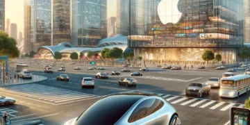 מכונית היפוטתית של אפל. התמונה הוכנה בעזרת תוכנת הבינה המלאכותית DALEE