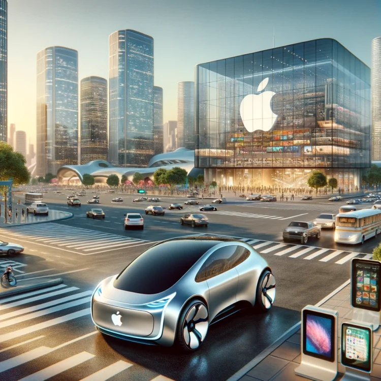 מכונית היפוטתית של אפל. התמונה הוכנה בעזרת תוכנת הבינה המלאכותית DALEE
