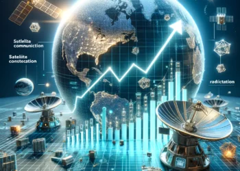 תעשיית השבבים לחלל צפויה לצמוח ביותר מפי 2 בעשור הקרוב. האיור הוכן באמצעות תוכנת הבינה המלאכותית DALEE