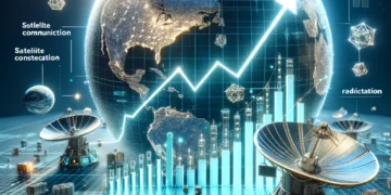 תעשיית השבבים לחלל צפויה לצמוח ביותר מפי 2 בעשור הקרוב. האיור הוכן באמצעות תוכנת הבינה המלאכותית DALEE