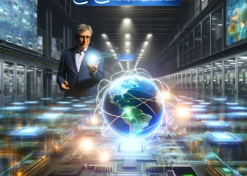 עתיד תעשיית השבבים על פי פט גלסינגר. התמונה הוכנה באמצעות תוכנת הבינה המלאכותית DALEE