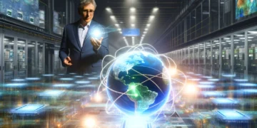 עתיד תעשיית השבבים על פי פט גלסינגר. התמונה הוכנה באמצעות תוכנת הבינה המלאכותית DALEE