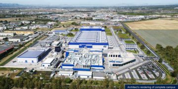 הדמיית מפעל הסיליקון קרביד של ST בקטניה שבסיציליה. צילום יחצ