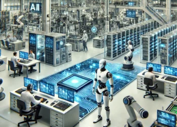 מפעל לייצור שבבי בינה מלאכותית. התמונה הוכנה באמצעות DALEE