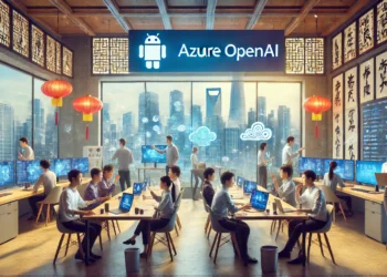 אנשים נכנסים ל-OPENAI בסין דרך הענן של מיקרוסופט - אז'ור. התמונה הוכנה באמצעות DALEE עבור CHIPORTAL