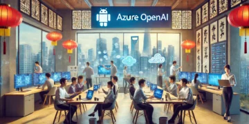 אנשים נכנסים ל-OPENAI בסין דרך הענן של מיקרוסופט - אז'ור. התמונה הוכנה באמצעות DALEE עבור CHIPORTAL