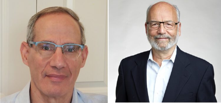 פרופ' עדי שמיר (מימין) ופרופסור נוגה אלון, חתני פרס וולף למתמטיקה 2024. צילום באדיבות קרן פרס וולף