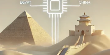 שיתוף פעולה מצרי - סיני בתחום השבבים. התמונה הוכנה באמצעות בינה מלאכותית.