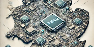 מפת צפון מזרח אנגליה מכוסה בשבבים. האיור הוכן באמצעות DALEE