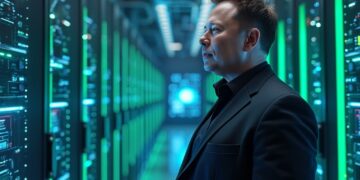 אילון מאסק. בונה דאטה סנטר עם מיליון GPU של אנבידיה. איור: אבי בליזובסקי באמצעות תוכנות בינה מלאכותית