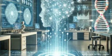 בינה מלאכותית מפענחת את הגנום. האיור הוכן באמצעות DALEE ואינו מהווה תמונה מדעית