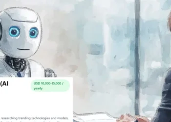 ראיון עבודה לסוכן רובוטי. איור: ד"ר רועי צזנה באמצעות מנוע בינה מלאכותית