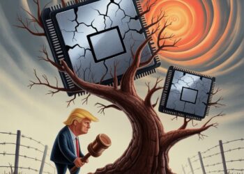 תעשיית השבבים במערבולת. איור: אבי בליזובסקי באמצעות idogram.ai