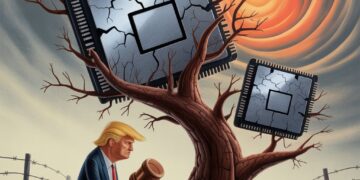 תעשיית השבבים במערבולת. איור: אבי בליזובסקי באמצעות idogram.ai