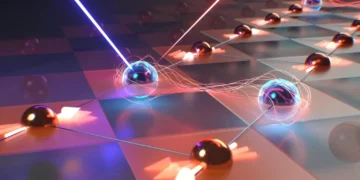 פולסי לייזר מחוללים שינויים אלקטרוניים בסולם קופראט, ויוצרים מצבים קוונטיים ממושכים שנמשכים בערך פי אלף מהרגיל. קרדיט: בראד בקסלי / Part to Whole