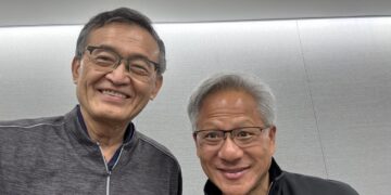 מימין - מנכ"ל אנבידיה ג'נסן הואנג ומנכ"ל אינטל ליפ-בו טאן. צילום מתוך דף ה-X של הואנג