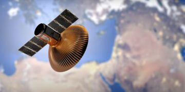 הדמיית לוויין המכ"ם אופק 19 בשלב הפעילות המבצעית. מקור: מפא"ת