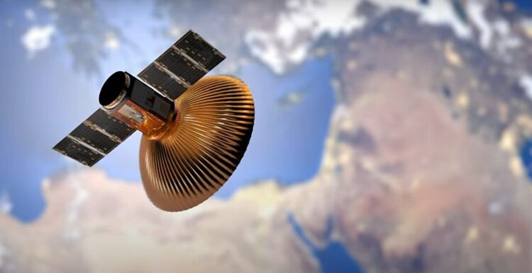 הדמיית לוויין המכ"ם אופק 19 בשלב הפעילות המבצעית. מקור: מפא"ת