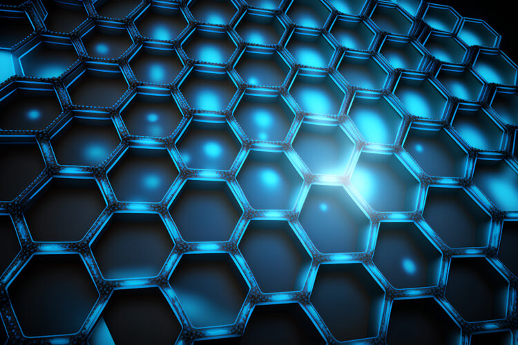 Abstract blue hexagon background, 3d render. Computer digital drawing.