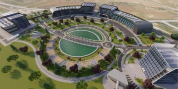 הדמיית מרכז The RISE באשקלון; Fab III-V ויכולות אריזה מתקדמת תחת קורת גג אחת. (קרדיט: גליל הנדסה)