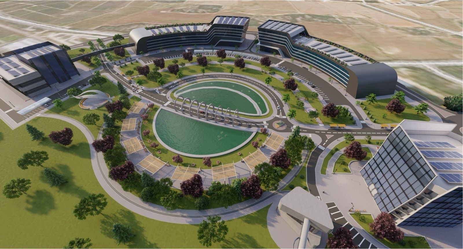 הדמיית מרכז The RISE באשקלון; Fab III-V ויכולות אריזה מתקדמת תחת קורת גג אחת. (קרדיט: גליל הנדסה)