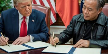 דונאלד טראמפ ומנכ"ל אנבידיה ג'נסון הואנג. איור: אבי בליזובסקי באמצעות IDEOGRAM.AI