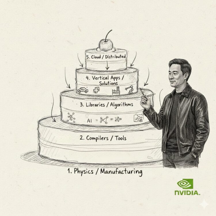 “עוגת חמש השכבות” של הואנג: בינה מלאכותית היא תשתית, לא גימיק – והיא מייצרת גל תעסוקה חדש