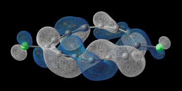 אורביטל דייסון לקליטת אלקטרון, שחושב באמצעות חומרה קוונטית. קרדיט: IBM ואוניברסיטת מנצ'סטר.