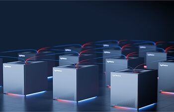 הדמיה של מערכת ה-LPU שמפתחת LightSolver. החברה הישראלית משתמשת באינטראקציות בין קרני לייזר לביצוע חישובים אנלוגיים-אופטיים. קרדיט: LightSolver / CollPlant.