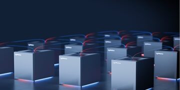 הדמיה של מערכת ה-LPU שמפתחת LightSolver. החברה הישראלית משתמשת באינטראקציות בין קרני לייזר לביצוע חישובים אנלוגיים-אופטיים. קרדיט: LightSolver / CollPlant.